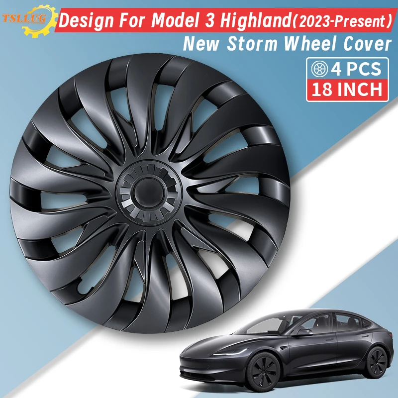

Комплект из 4 колпаков на 18-дюймовые диски для Tesla Model 3 Highland 2023-2026, стиль 15, замена колпаков, полная защита дисков, аксессуары