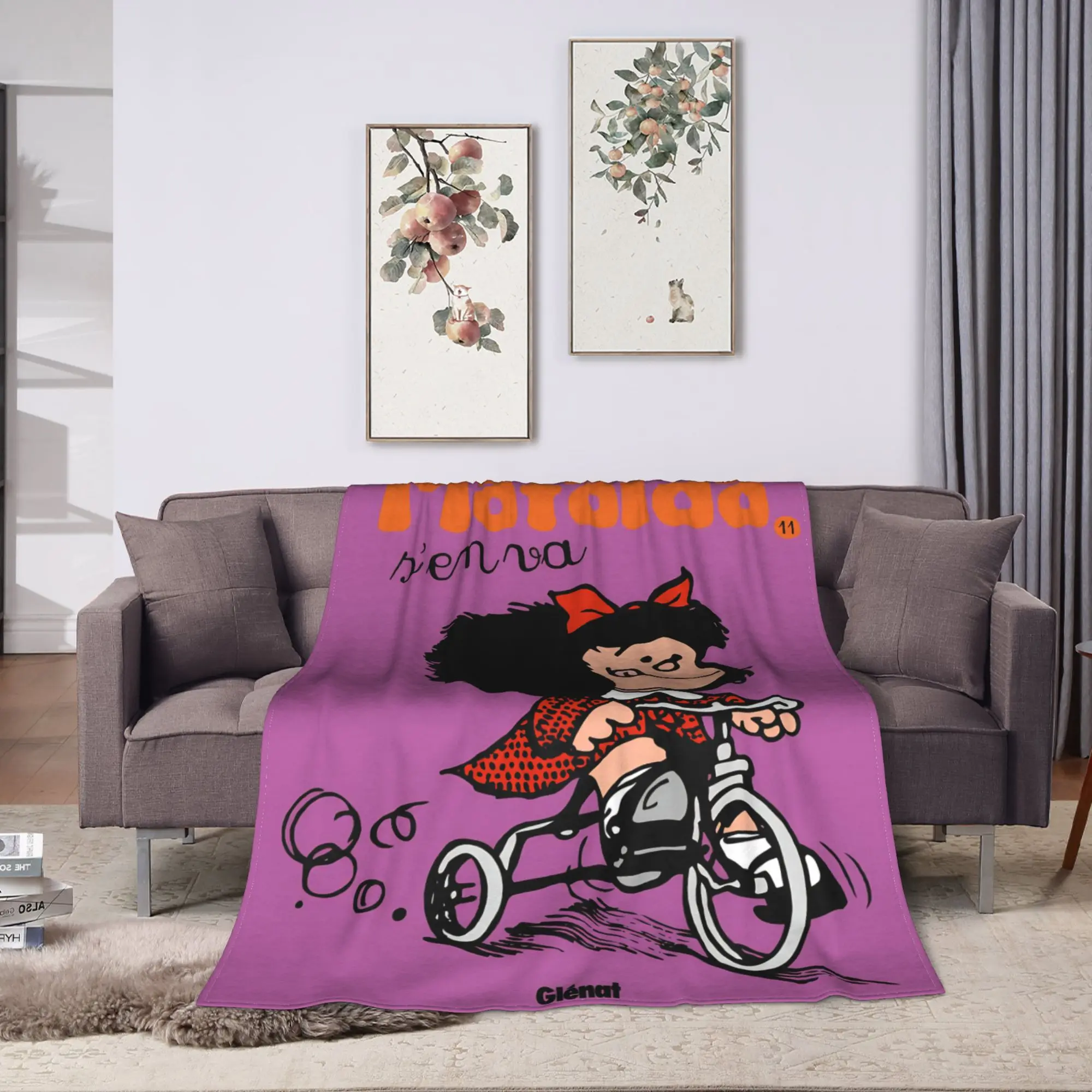 Soft Warm Blanket Travel Office Mafaldas Cartoon  Throw Blanket  Flannel Bedspread For Living Room Funny Sofa Bed Cover