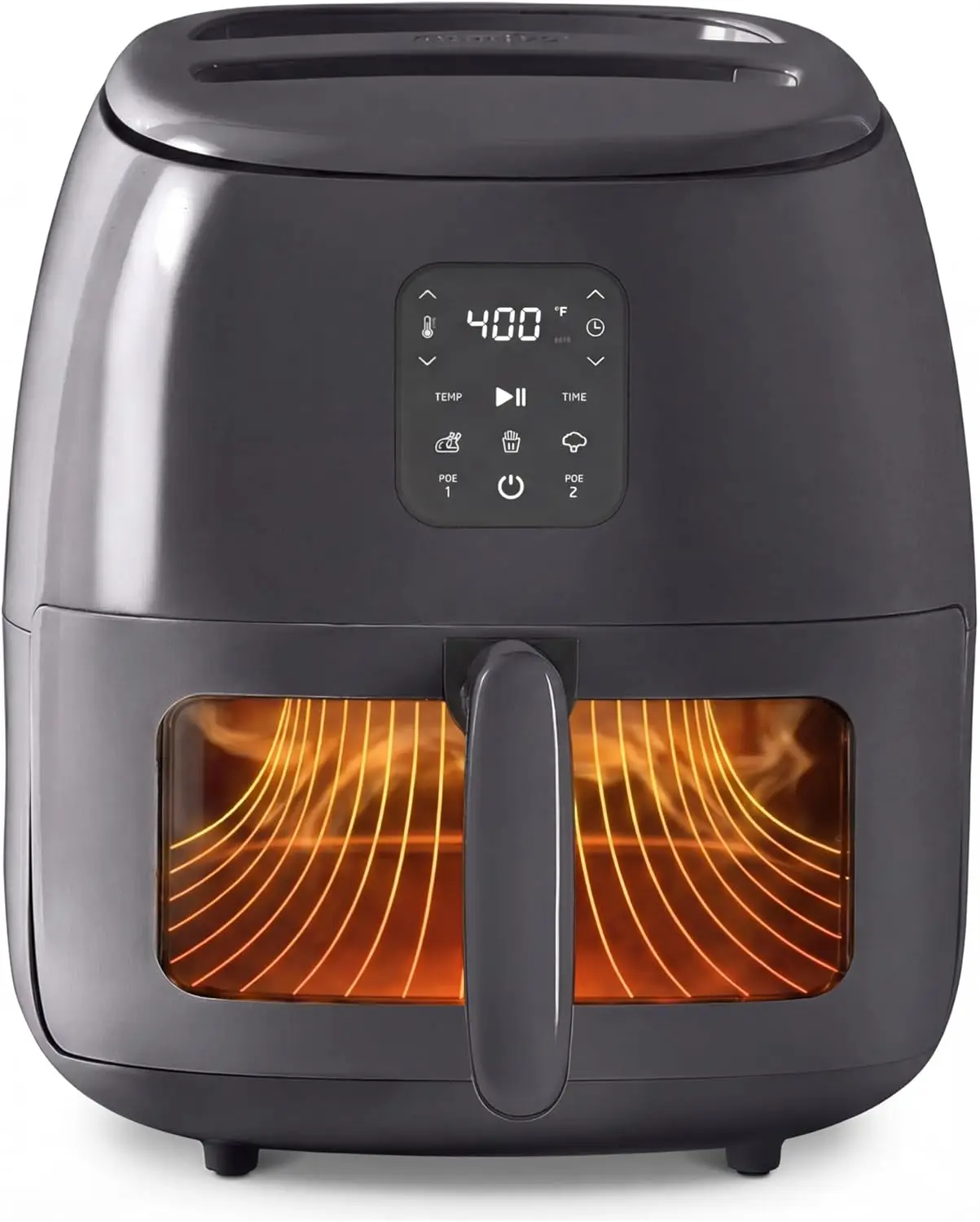 Infrared Digital Air Fryer, 6 Quart - Safe Ceramic Nonstick Basket, Viewing Window, Custom Presets, Auto Shake Reminder, Dishwas