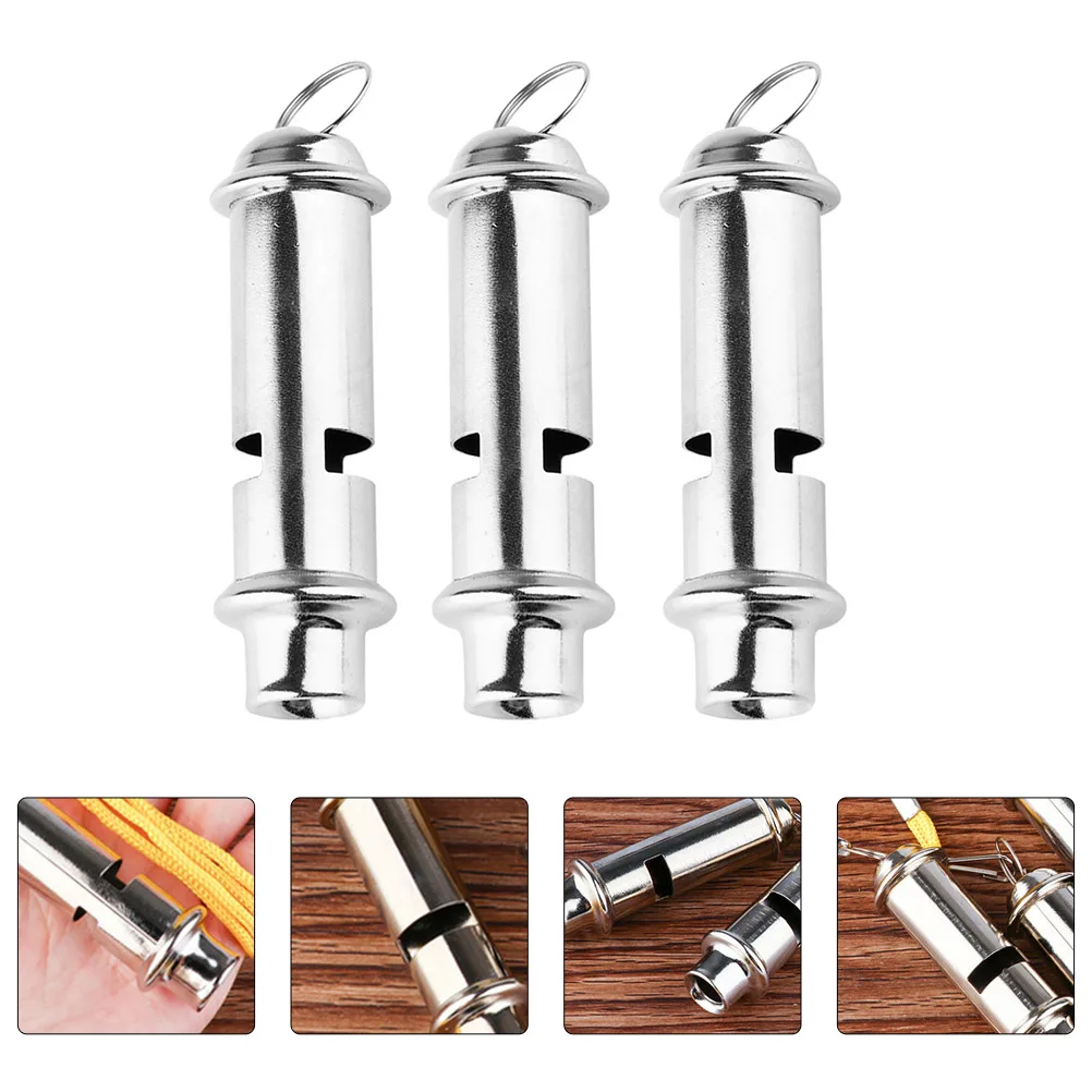 

3Pcs Portable Stainless Steel Whistle High Pitch Loud Sound for Sports Camping Hiking Emergency Lightweight Practical Outdoor