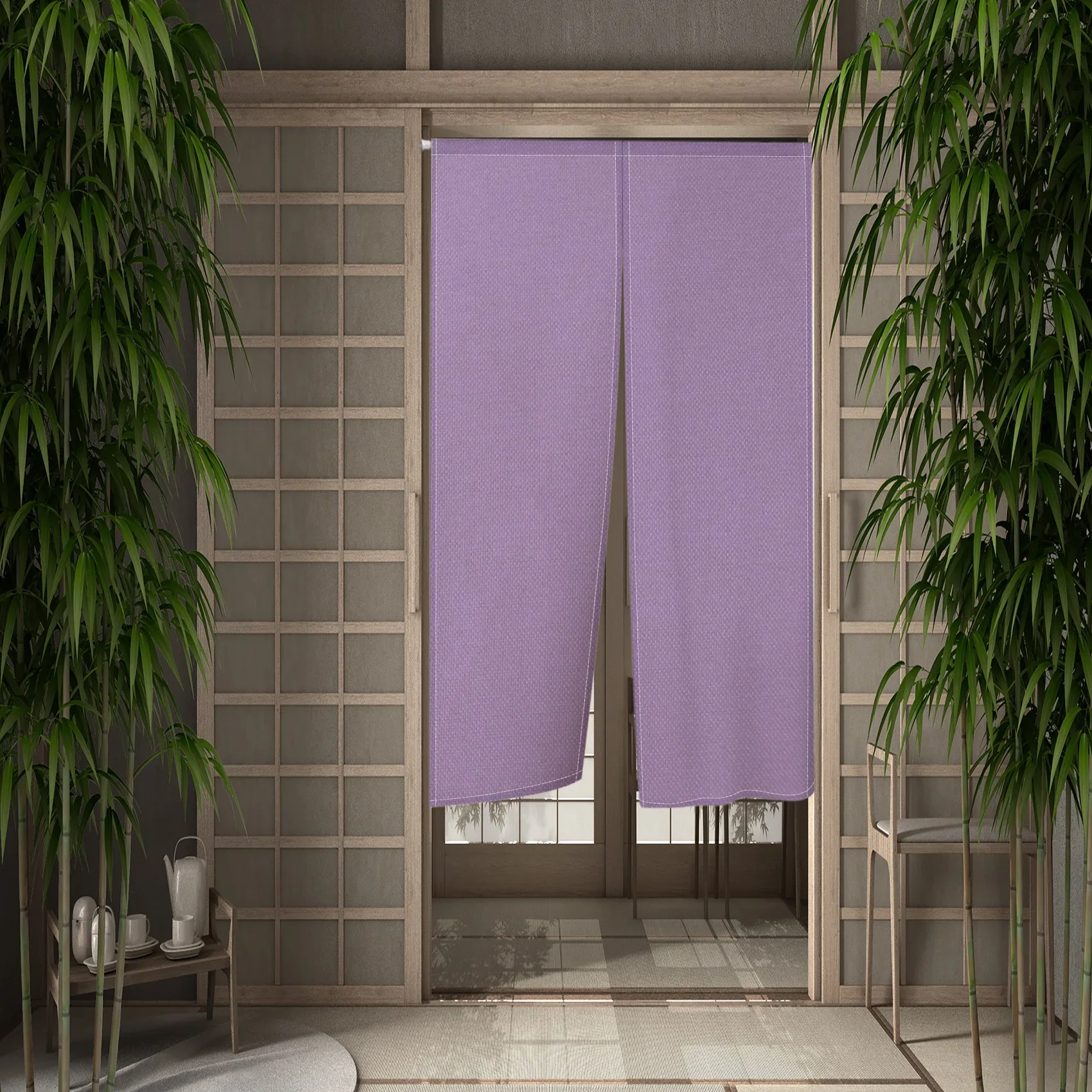 Effen kleur beige Japanse eenvoudige halfgordijn keuken veranda gang slaapkamer draperen hangend gordijn restaurant deur scherm decor