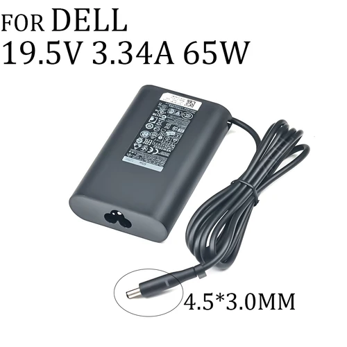 Imagen 1 del producto Adaptador de cargador de ordenador portátil para Dell Inspiron, 19,5 V, 3.34A, 65W, 4,5x3,0 MM, 14, 15, 17, 3551, 3552, 3558, 5551, 5552, 5555, 5558, 5559, 7460, 7569