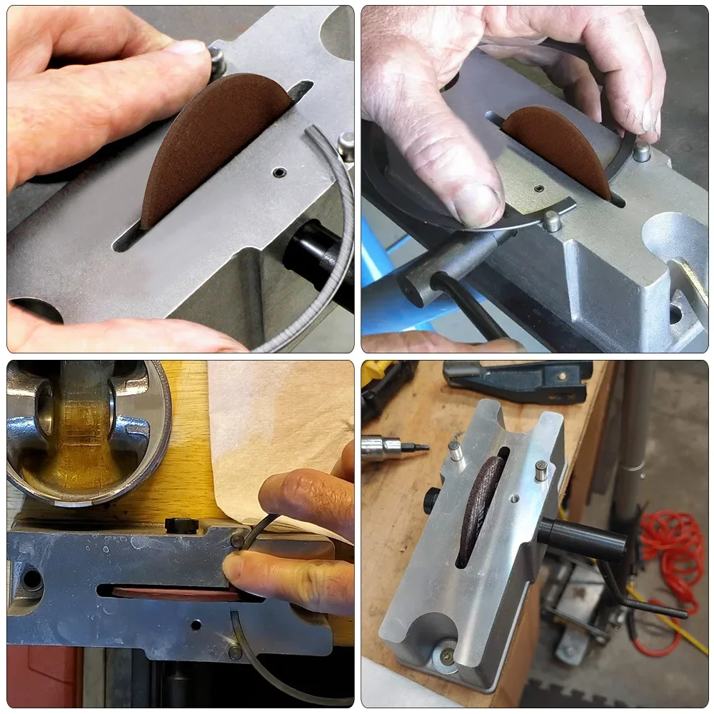 66785 66786 manual de alumínio pistão anel hiler 120 grit kit ferramenta moedor para garantir anel pistão adequado final espaço ferramentas acessórios