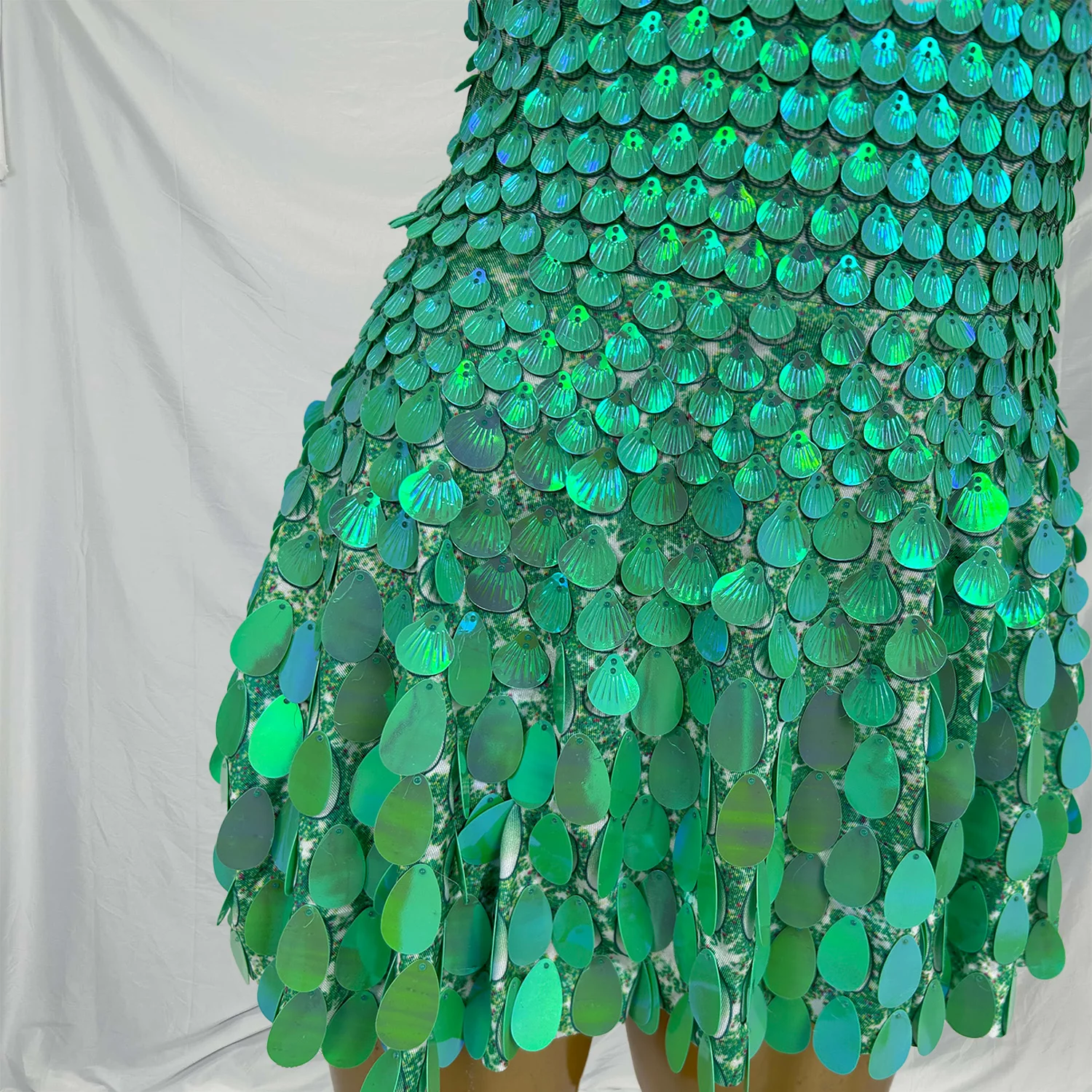 Jinsique sexy glanzende shell pailletten bodysuit jurk luxe hoge kwaliteit nachtclub dansvoorstelling kleding verjaardagsfeestje jurken