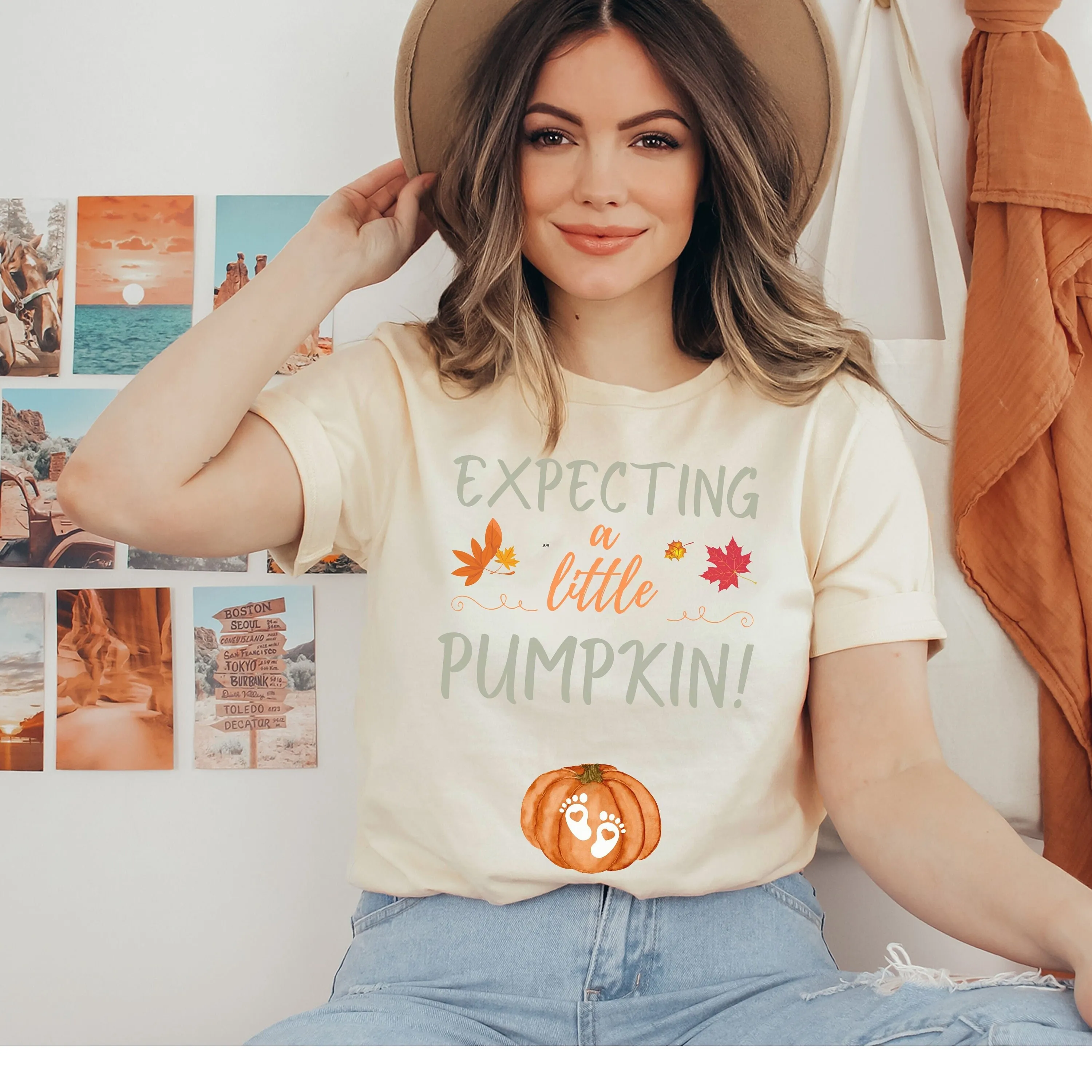 

Expecting A Little Pumpkin Fall Pregnancy Announcement T Shirt Maternity Thanksgiving