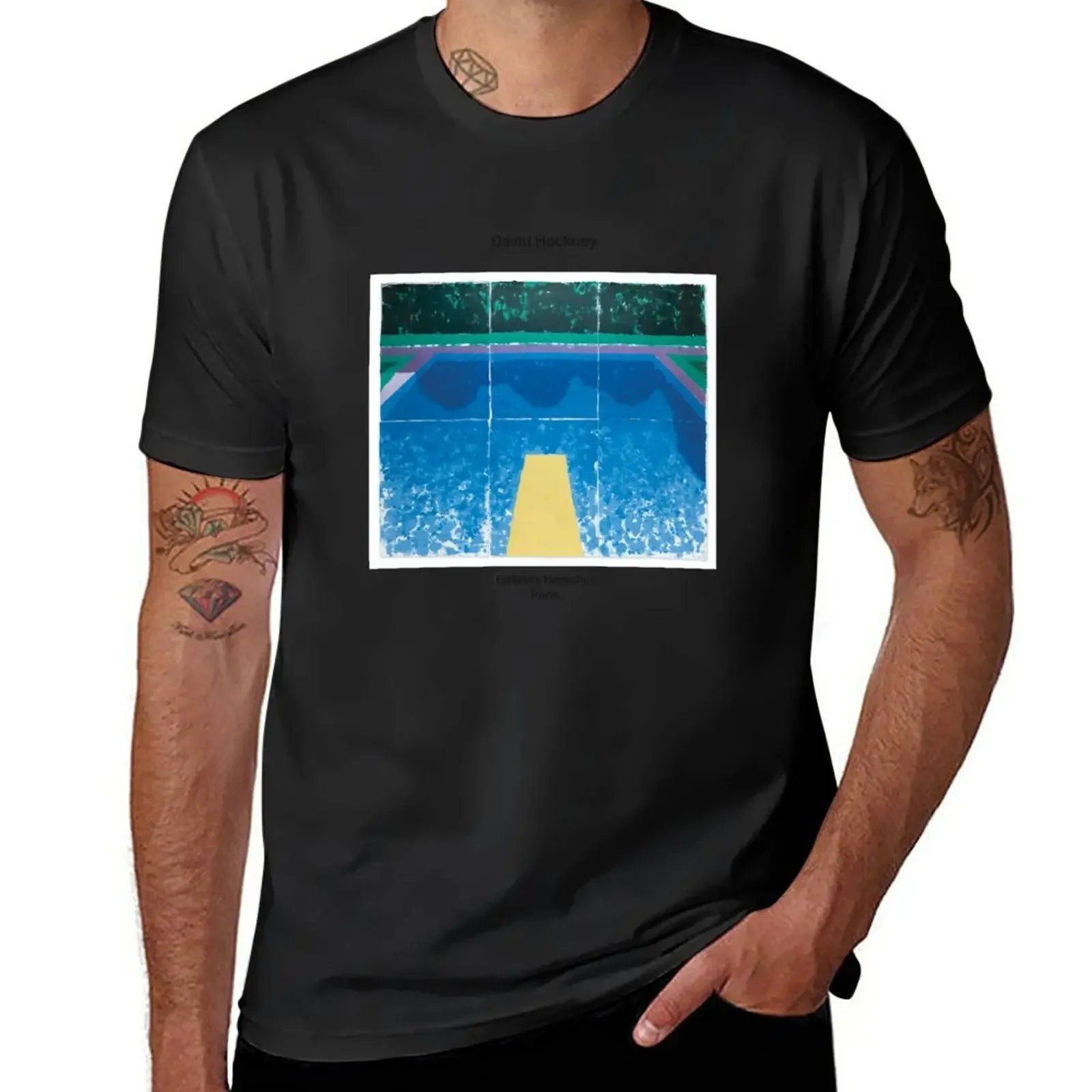 David Hockney Exhibition Art Poster - PISCINES DE PAPIER T-Shirt shirts graphic tees plus size clothes shirts men graphic