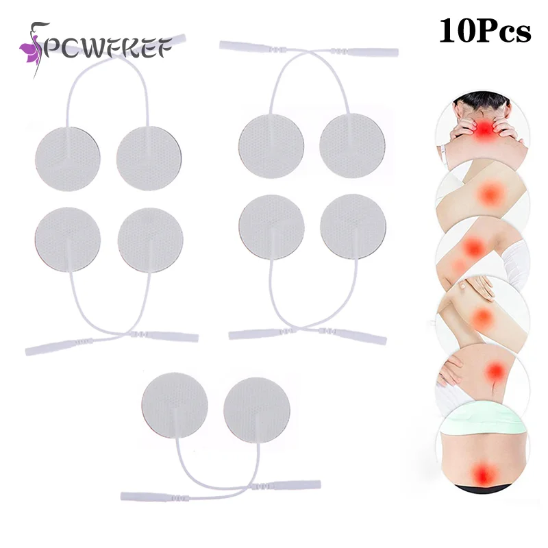 

10Pcs Nonwovens Circular Pin Type Electrode Pads Electrostimulation Patches Self Adhesive Electrodes Physiotherapy Massager