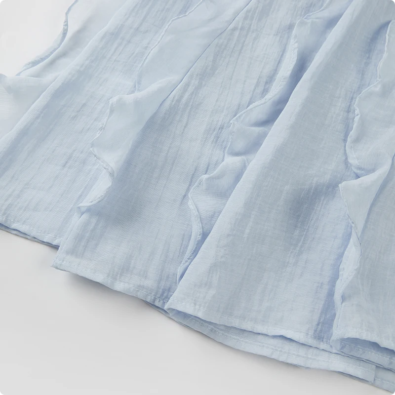 レディース エレガント Aラインスカート 夏 2026 新作 伸縮性 ハイウエスト 蓮の葉飾り 無地スカート