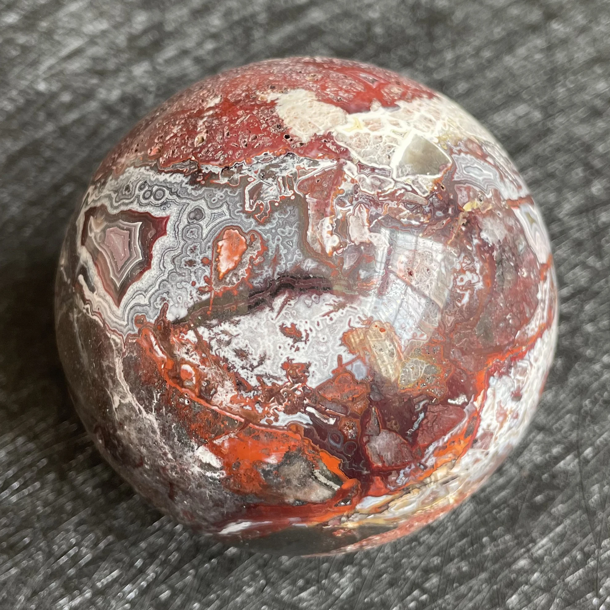 517g Natural Stone Mexico Agate Crystal Ball Quartz Sphere Carnelian Polished Rock Decor Healing L81