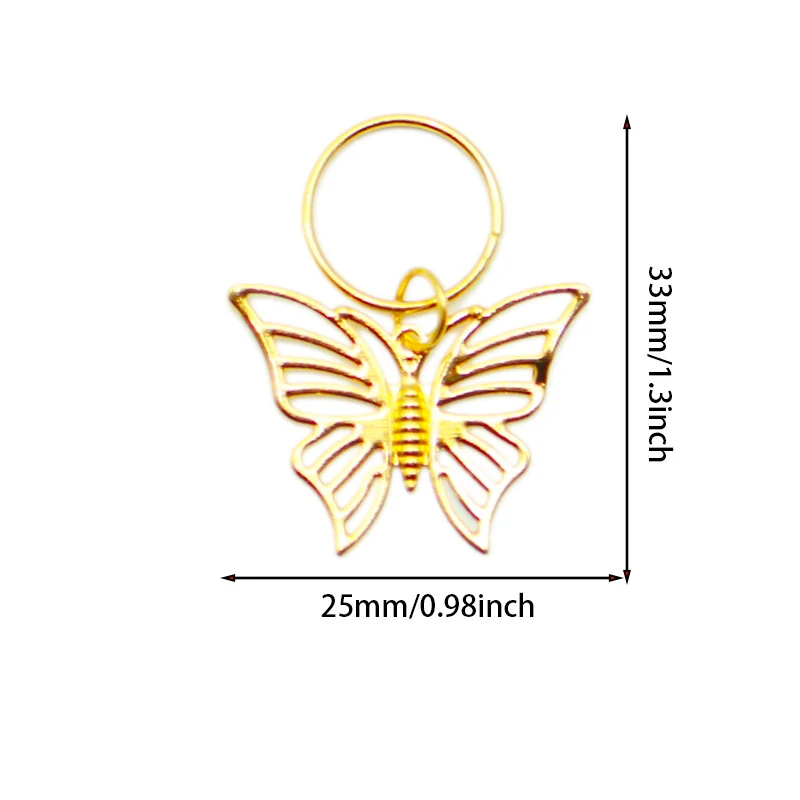 10pcs Golden Butterfly Dreadlock Beads Hair Bead Dreadlock Bride Hair Rings Decor Braiding Hairpins Braiders Styling Accessories