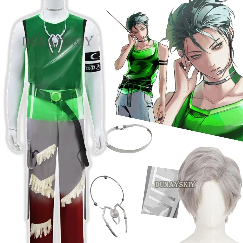 Till Blink Gone R7 Anime Alien Stage Cosplay Costume Top Pant Prop Tattoo Choker Necklace Wig Idol Set Men Halloween Customized