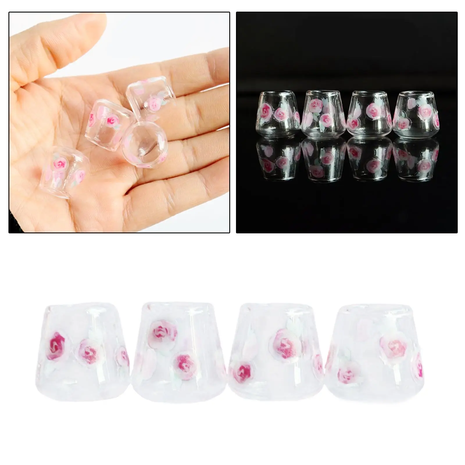 Mini accesorios para casa de muñecas, botellas y tazas de vidrio en miniatura, muebles de juguete para decoración de casa de muñecas a escala 1/12