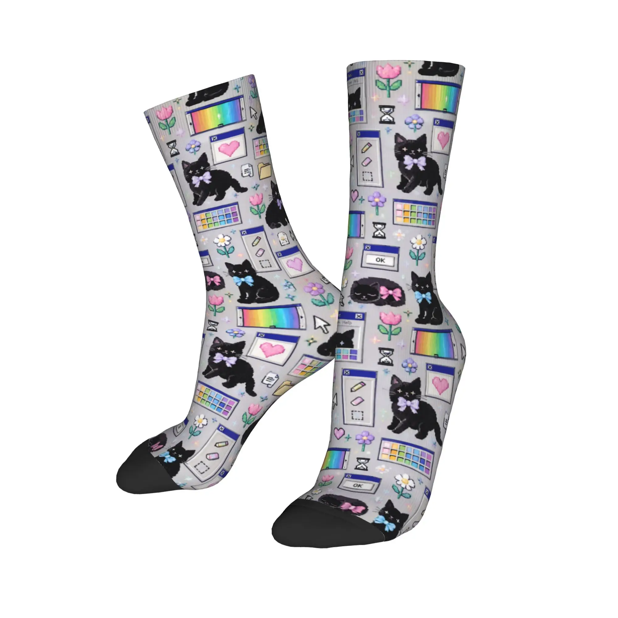 Cyber ​​retro computer system malfunction pop up window printed Socks Spring  Stockings Couple Socks Skateboard Anti Skid Socks