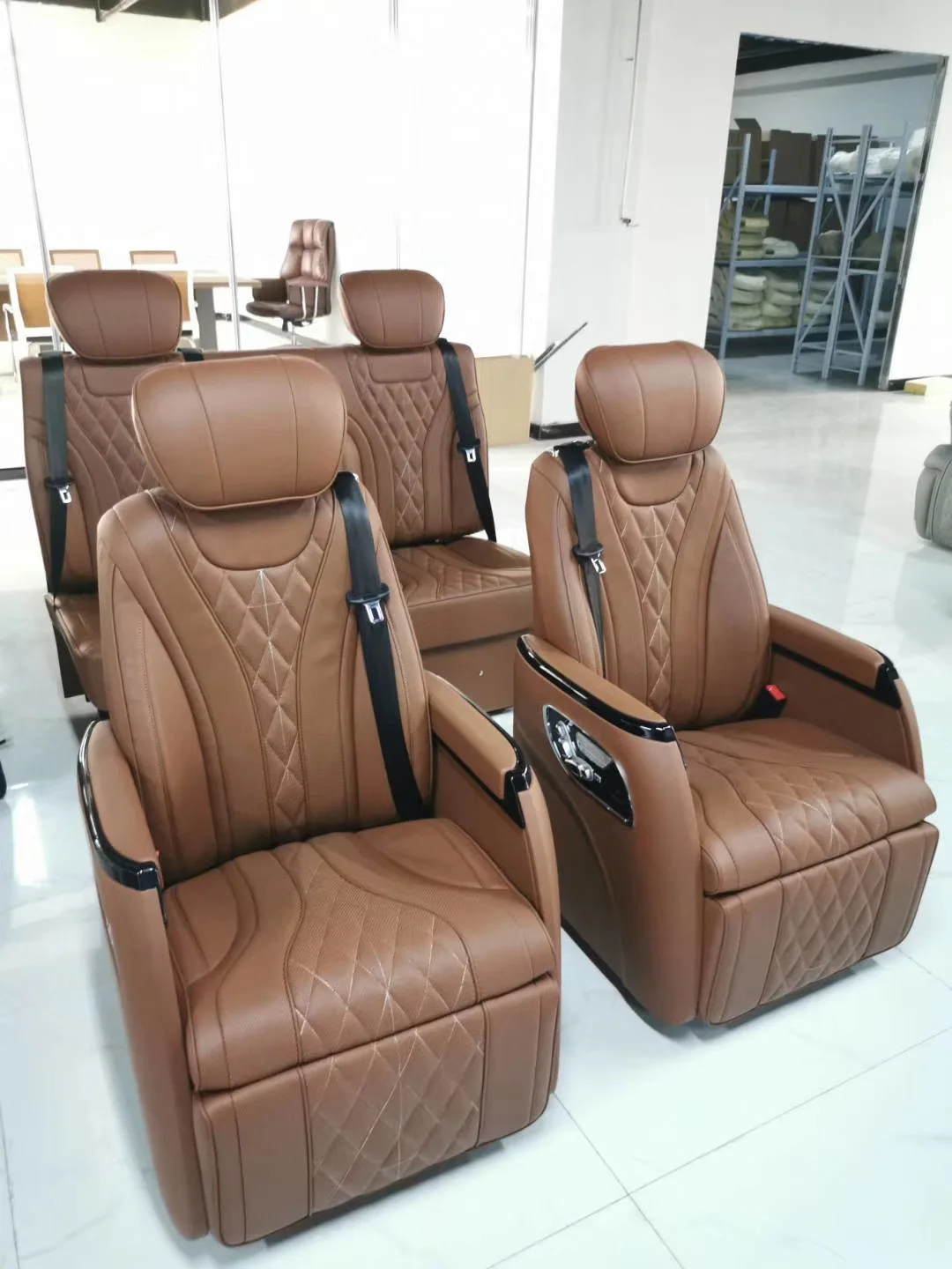Customized products： Adjustable Universal Brown Pvc Leather Bucket Seats Racing Seat Simulator