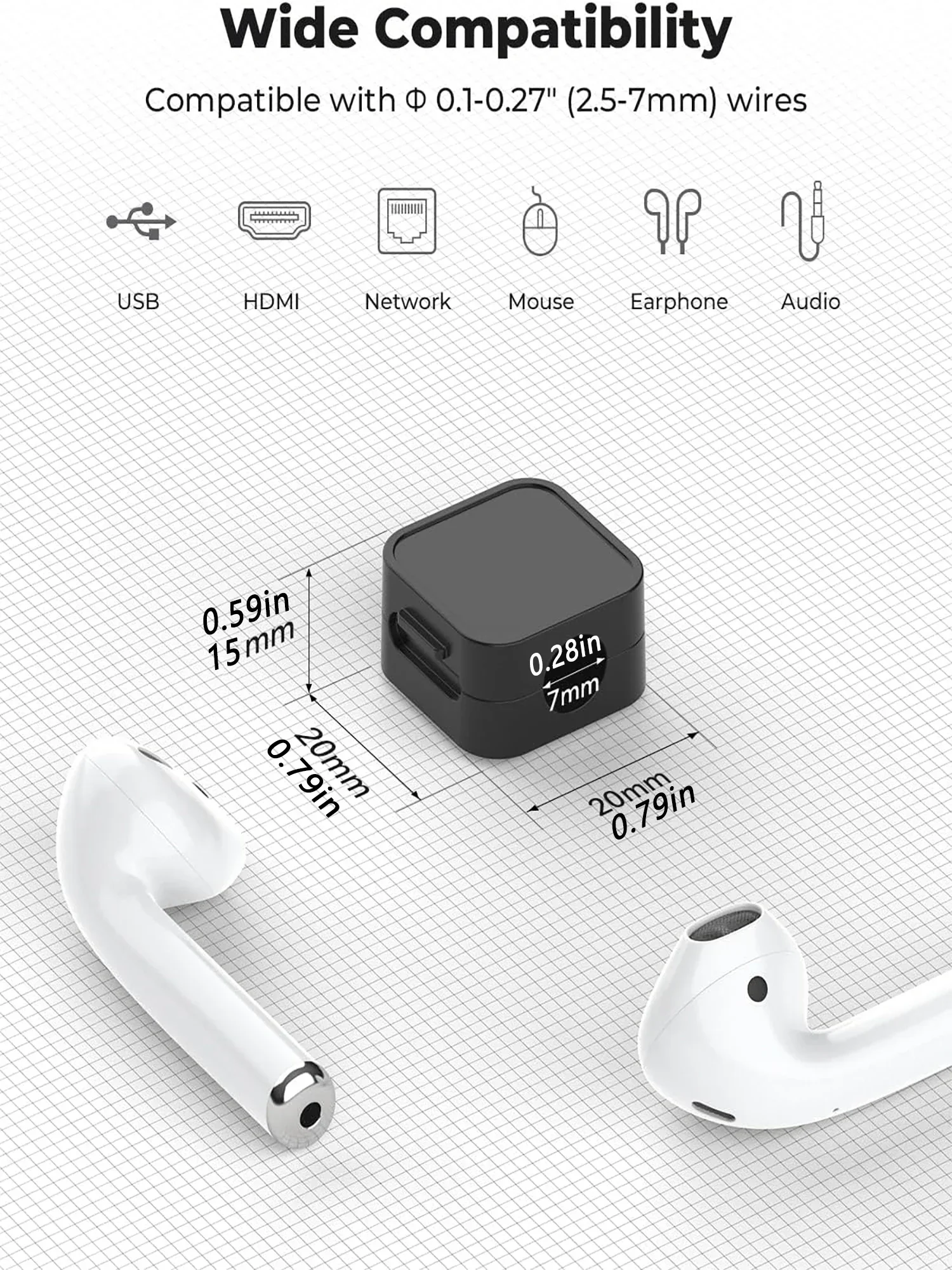 2-10 clip magnetiche per cavi: organizer adesivo per cavi per caricabatterie per telefono/USB (auto, scrivania, parete, comodino) Nero/Bianco