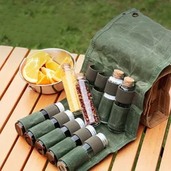 Especiarias Garrafa Kit com moedor Garrafa de especiarias portátil Suporte de frasco de condimento Saco de piquenique Viagem CHURRASCO Camping Suprimentos