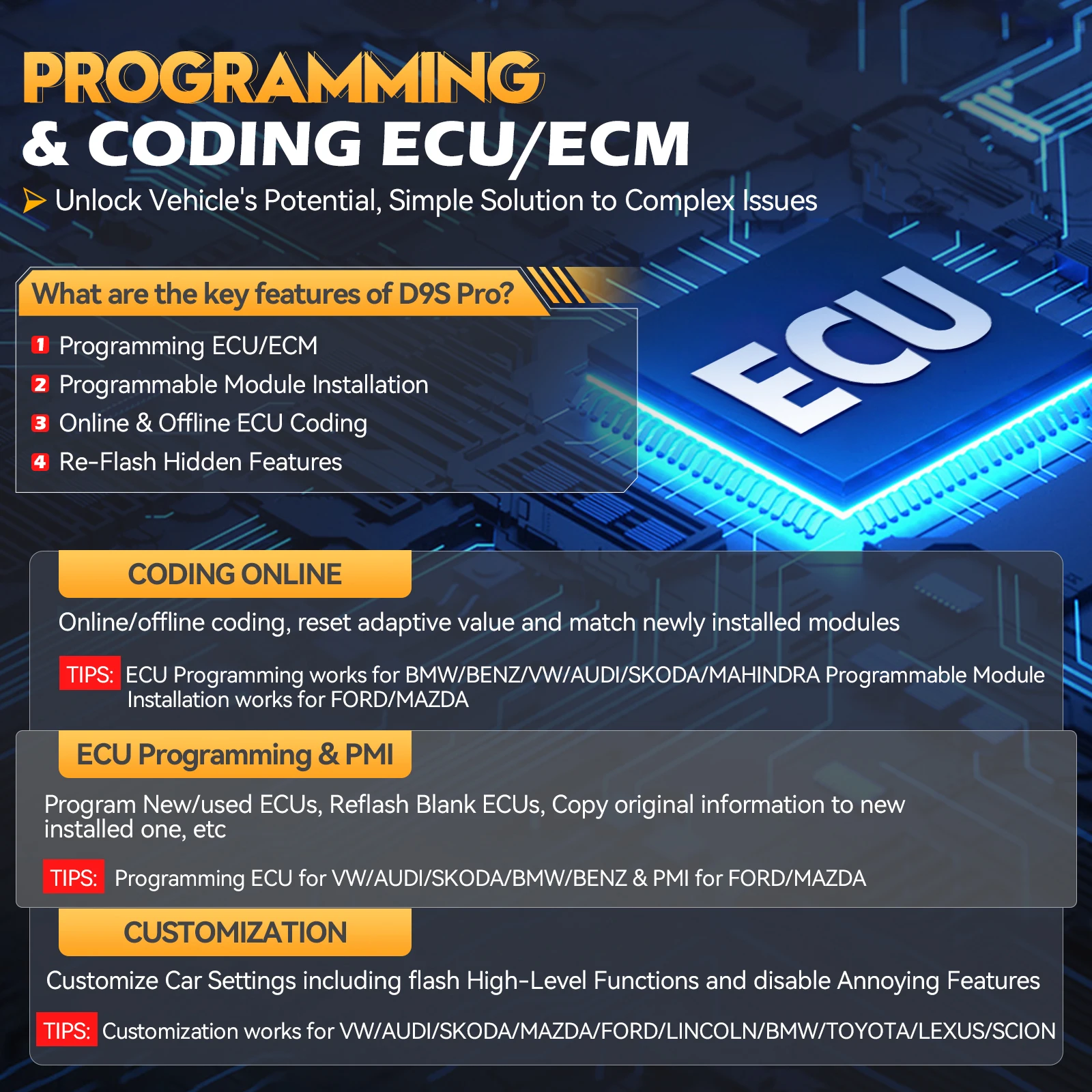 XTOOL D9S PRO D9SPRO herramienta de diagnóstico WIFI programación ECU agregar clave escáner automotriz mapa de topología 42 + restablecer FCA/CANFD/DOIP