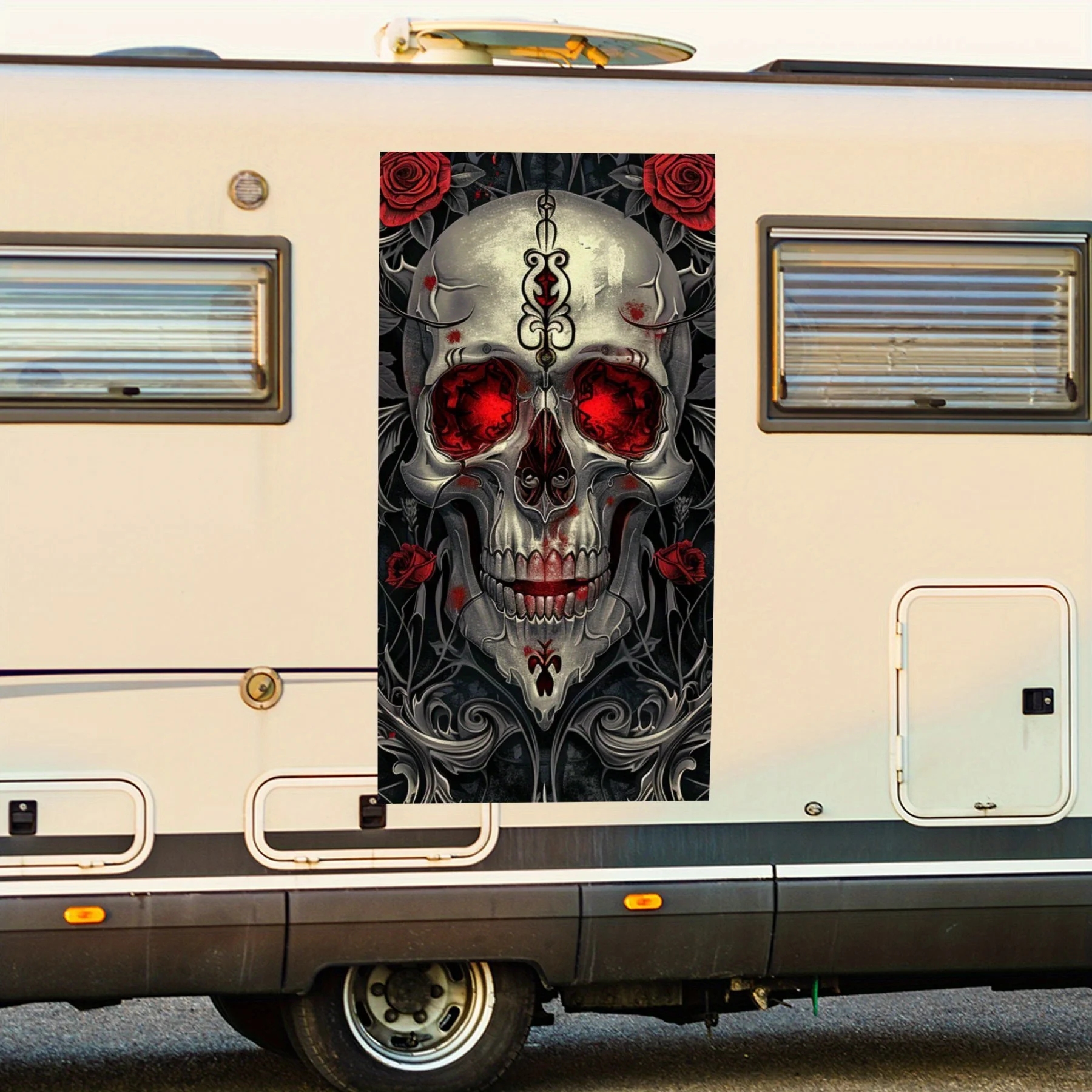 

Металлическая текстурированная автомобильная наклейка с черепом, виниловая наклейка на сторону моторики дома, водонепроницаемая самоклеящаяся виниловая наклейка на сторону o