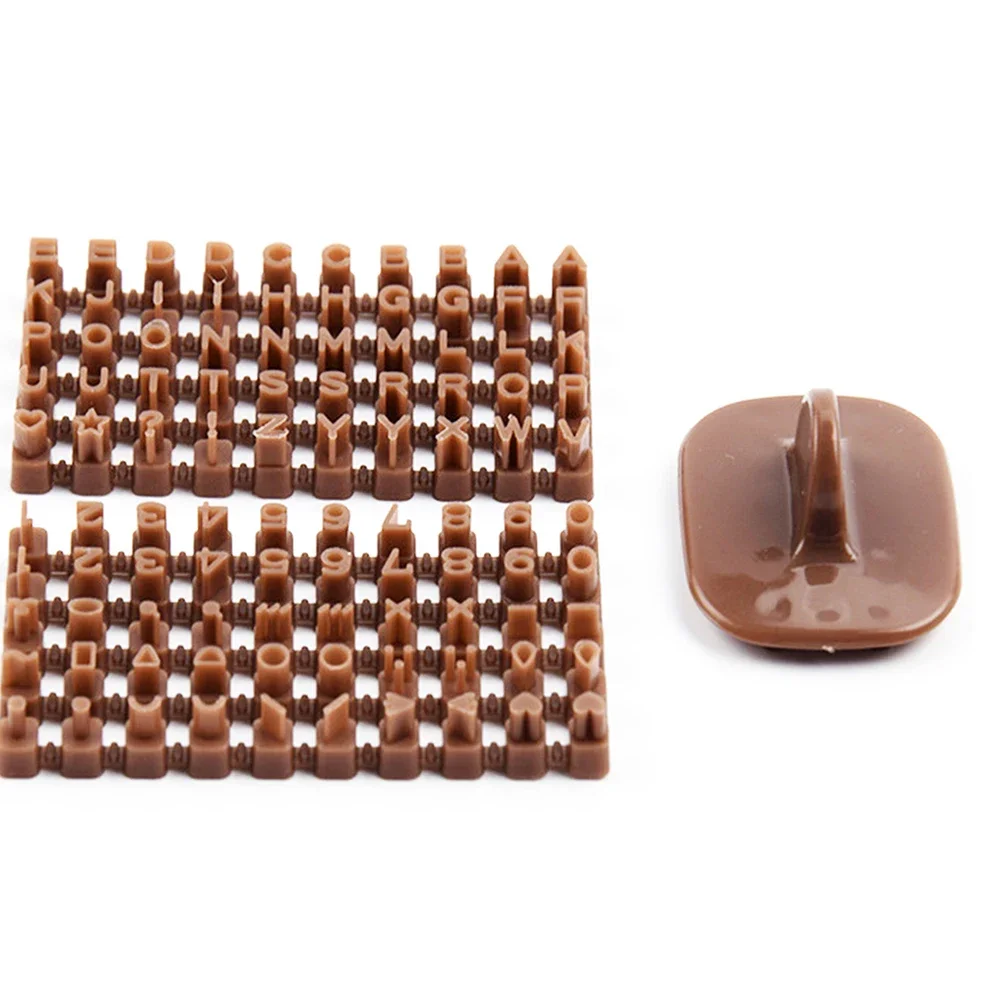 Plastic Alphabet Cookie Cutter Embossing Stamp 6.5x3.3cm Clay Letter Seal Biscuit Fondant Decorating Tool Accessory Brown