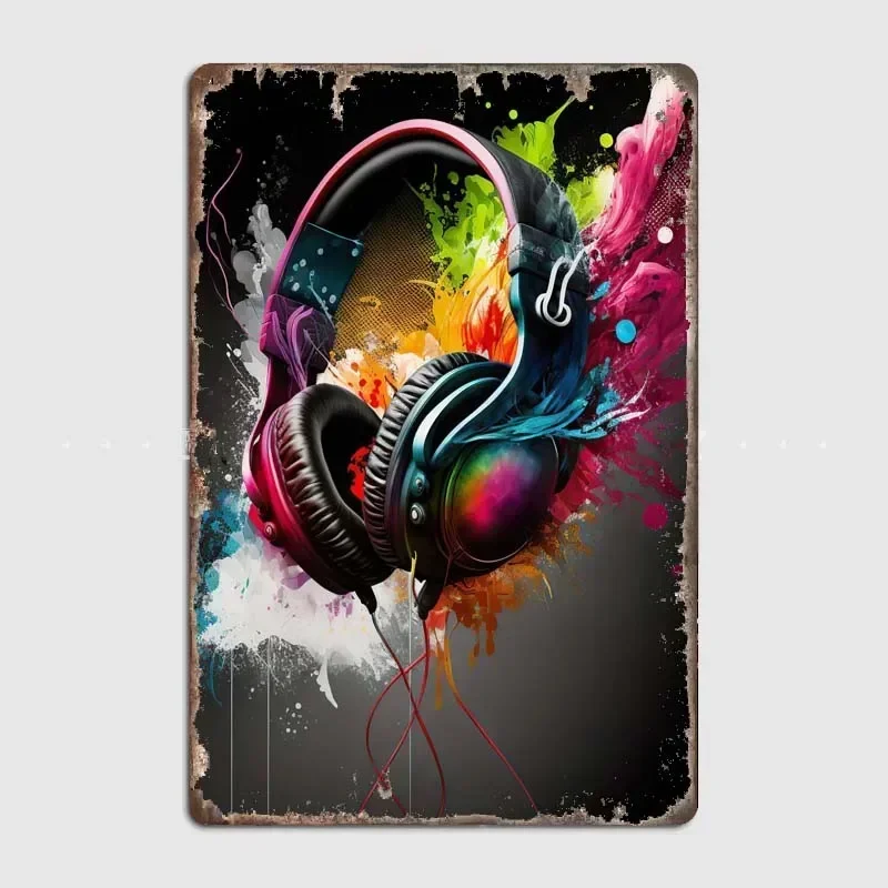 Koptelefoon Muziekwandplaat met muzieknoten voor muziekstudio Kamerdecoratie - Ideaal voor verzamelaars en liefhebbers