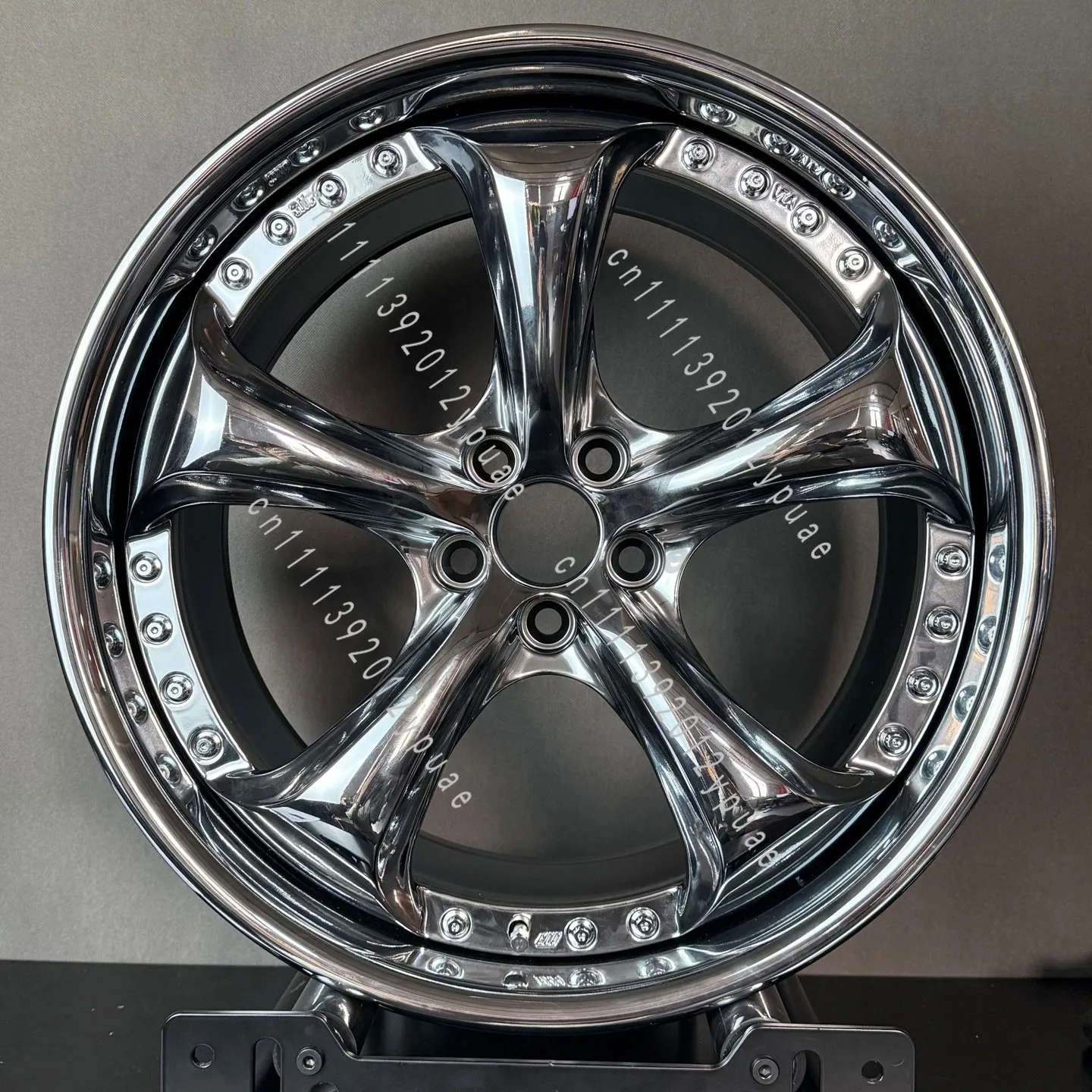 JDM Style 2-Piece Electroplated 5-Spoke Forged Wheel Rim, 18 19 20 Inch Custom Alloy Hub for Vehicle Modification