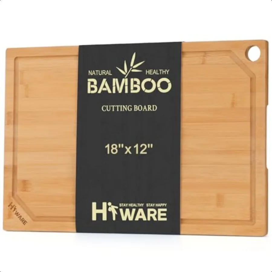 

Extra Large Bamboo Cutting Board for Kitchen Heavy Duty Wood Cutting Board with Juice Groove 100 Organic Bamboo Pre Oiled 18 x