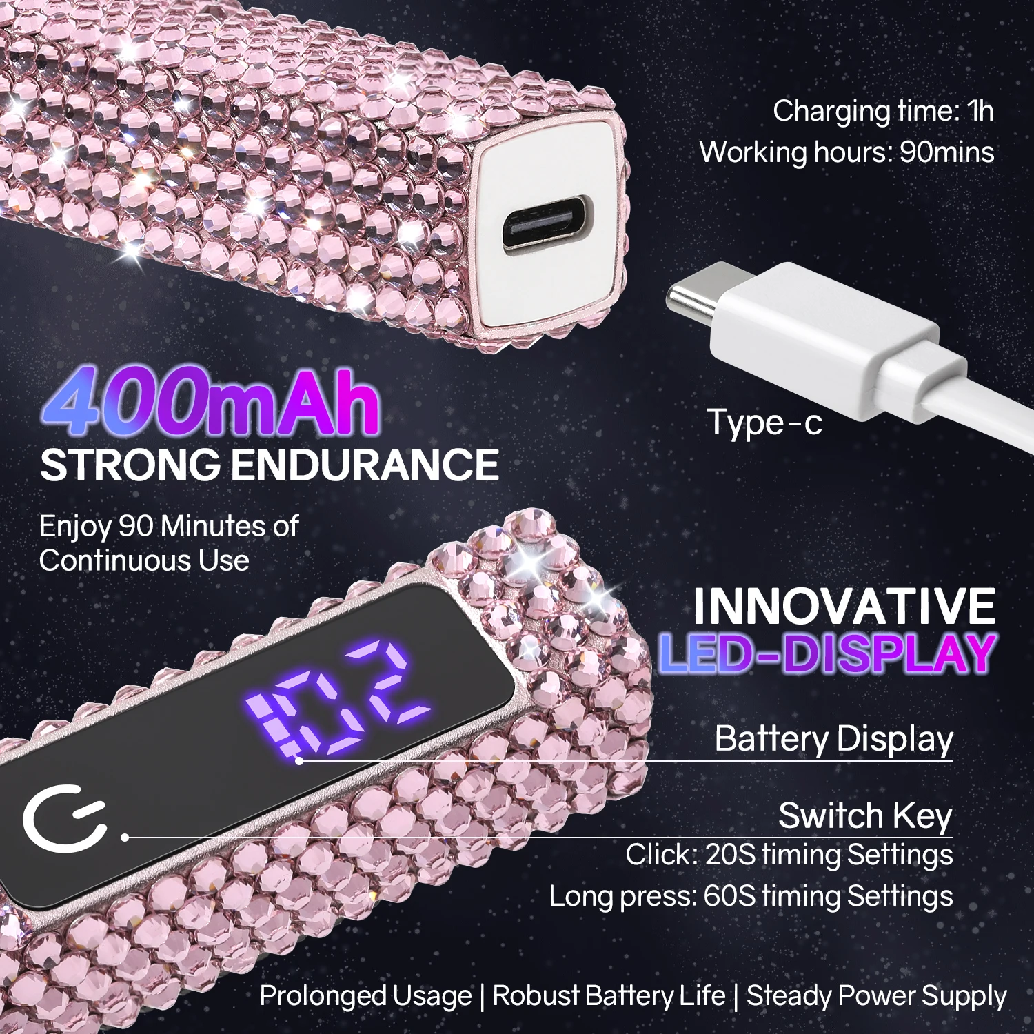 Mini lámpara de uñas LED UV de mano con diamantes, secador de uñas portátil para esmalte de Gel con pantalla, máquina de manicura para uso doméstico DIY