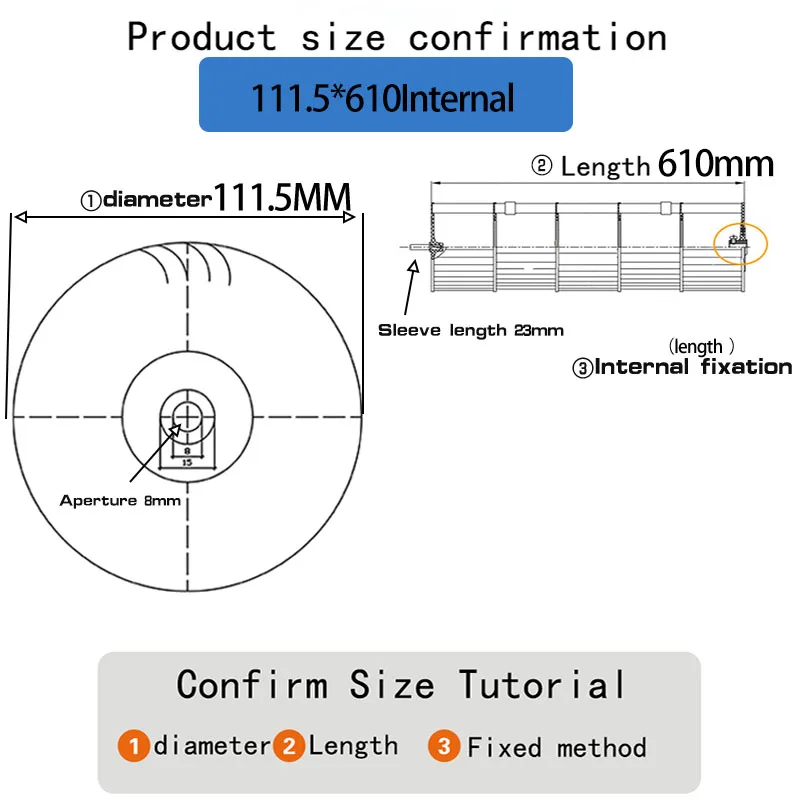 Suspended air conditioning rotor blades Air conditioning machine room rotor through flow fan blades Fan blades111.5*610Intern