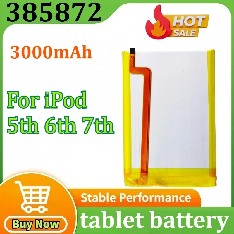 

385872 Upgrade 3000mAh 3.8V Battery for IPod 5th Gen Video 30gb IPod 6th Gen Classic 80gb 120gb 7th Gen 160gb Batteries