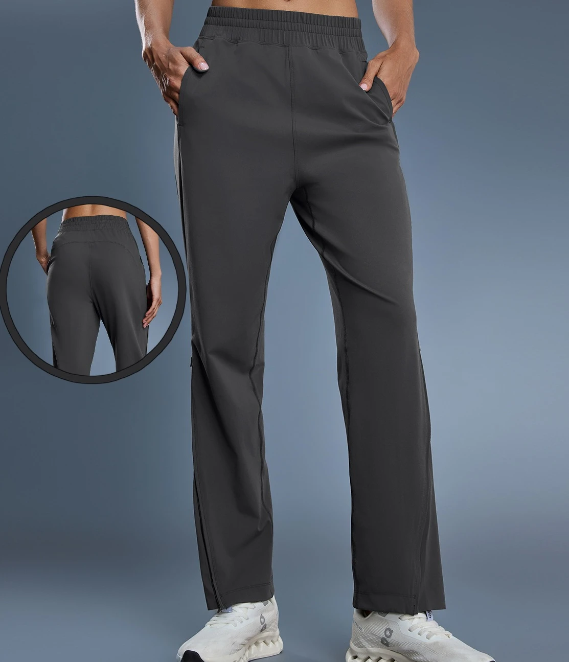 

Женские повседневные спортивные брюки однотонные универсальные тонкие с молнией на щиколотке, двусторонние, для фитнеса, с регулируемым шнурком, для бега