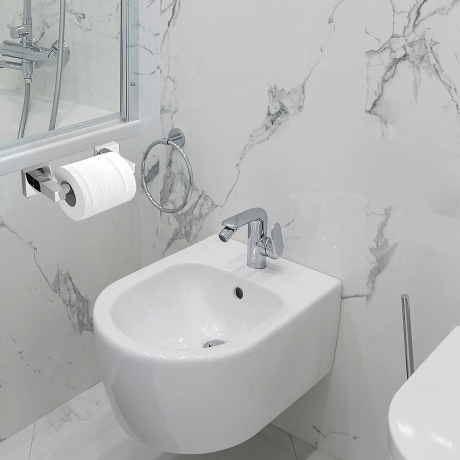 

2 pcs Spring Loaded Toilet Paper Holder Plastic Chrome Durable Tissue Rod Bathroom Decor Paper Rack Stick Adjuster