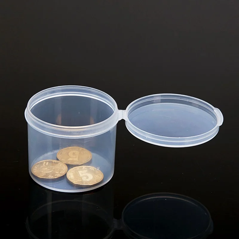 30pcs 4.8x4.2cm Wholesale  Clear Plastic Jewelry Bead Portable Storage Box Small Round Cosmetic Make Up Container Jars