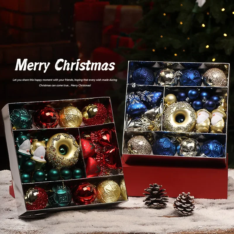 Assorted Multi-shaped Christmas Bauble Box Set Rich Style Hanging Decor Perfect For Commercial Window Holiday Matching