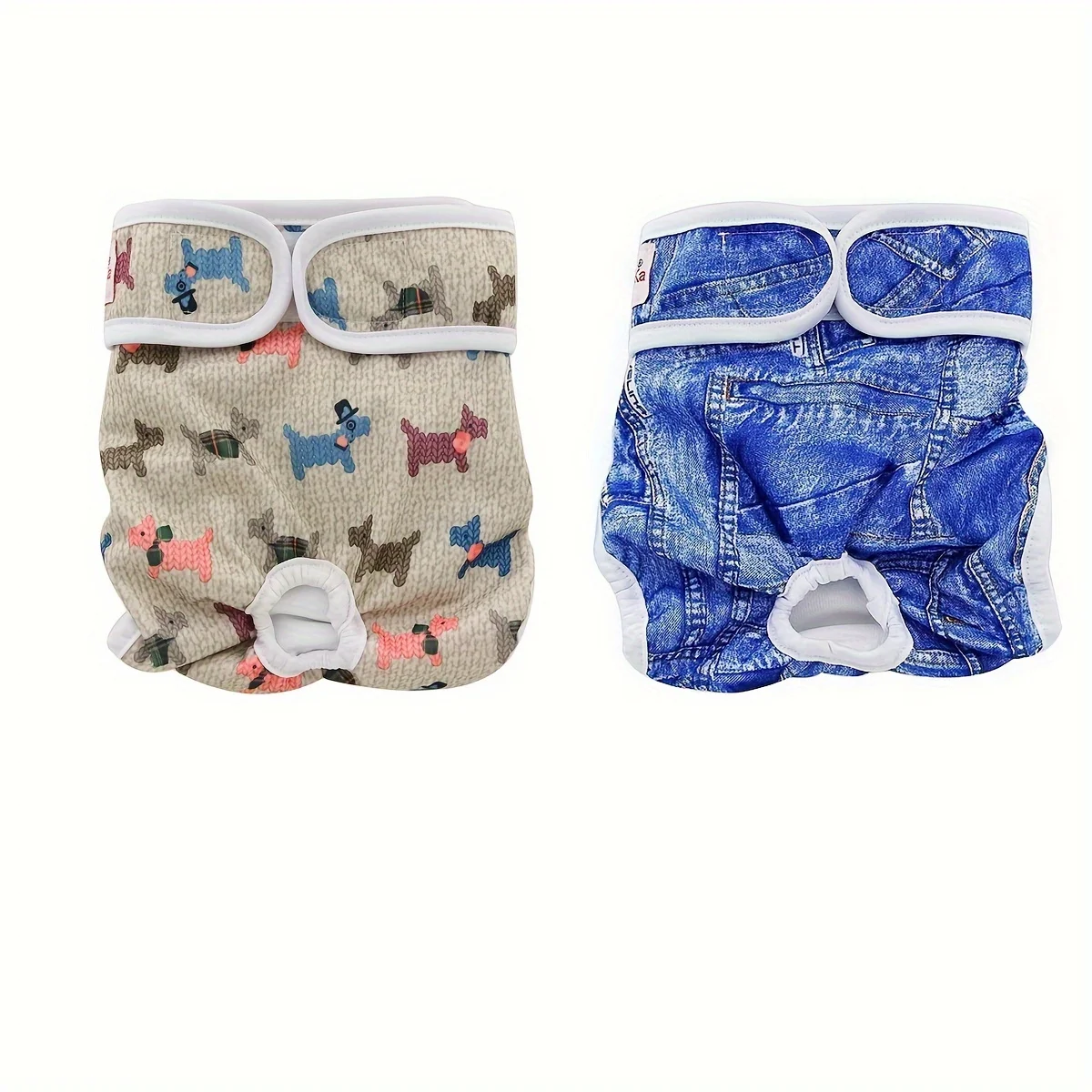 1 pc Reusable Female Dog Diaper Physiological Hygiene Pants Sanitary Diapers Washable Nappy Cover Wrap(jeans/dogs))