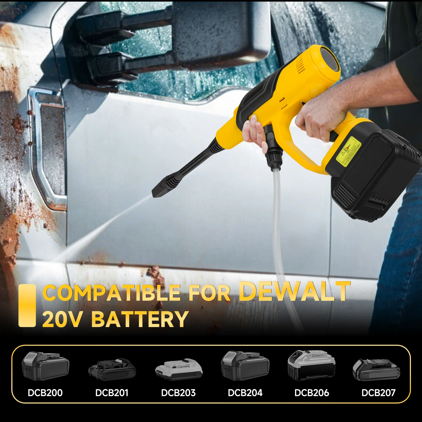 Brushless Electric Pressure Washer 653PSI Cordless Portable Power Washer 3-Speed LCD Display for Dewalt 20V Battery (No Battery)