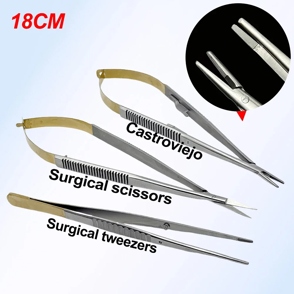 18Cm Dental Castroviejo Needle Holder Pliers Stainless Steel Forceps Orthodontic Tweezer with Tc Dentist Instrument Tools
