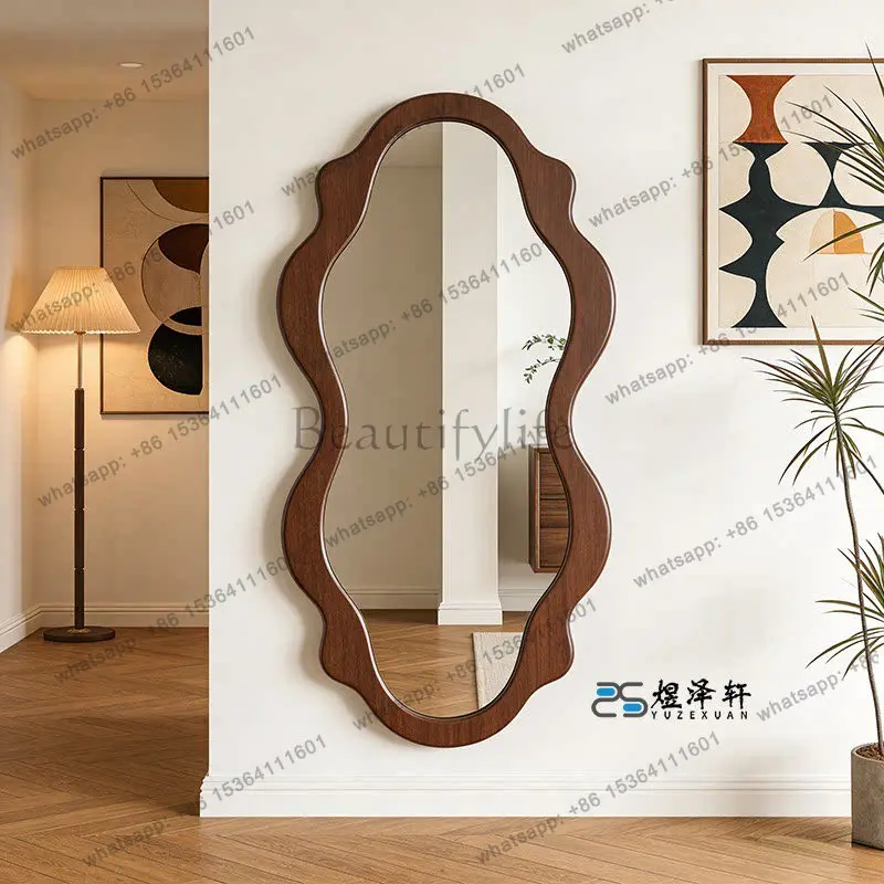 French retro special-shaped full-length mirror medium and ancient style home entry living room fitting mirror home