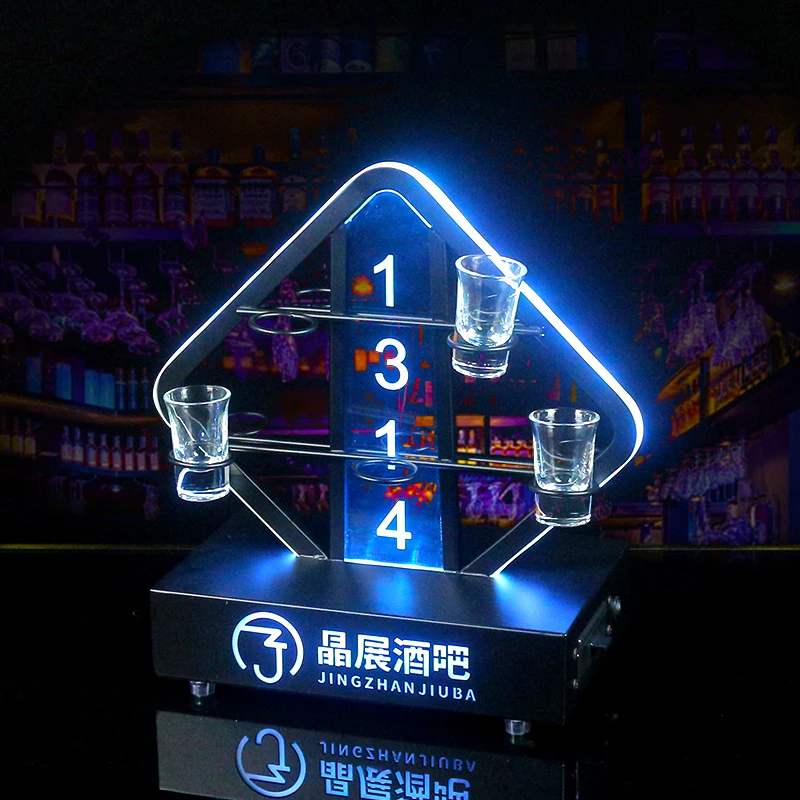 

Светодиодная подсветка, стойка для бокалов, ромбовидный пронумерованный держатель для коктейльной чашки для бара, ночного клуба, вечеринки, декор
