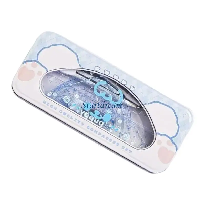 7 Pcs Cartoon Animal Ruler Set Geometry Set Math Measurement Tools for School K92C