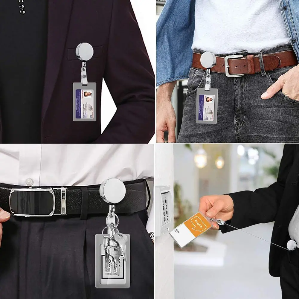 New Key Ring Retractable ID Card Badge Holder Badge Reel Clip Lanyard Clip Retractable Key Chain
