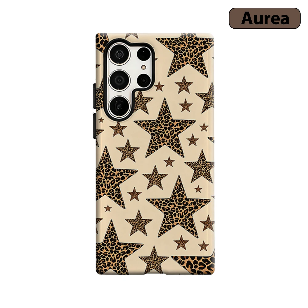 Leopard Star Glam Phone Case for Samsung Galaxy S26 S25 Ultra S24 S23 Ultra Plus Shockproof Double layer tough Back Cover