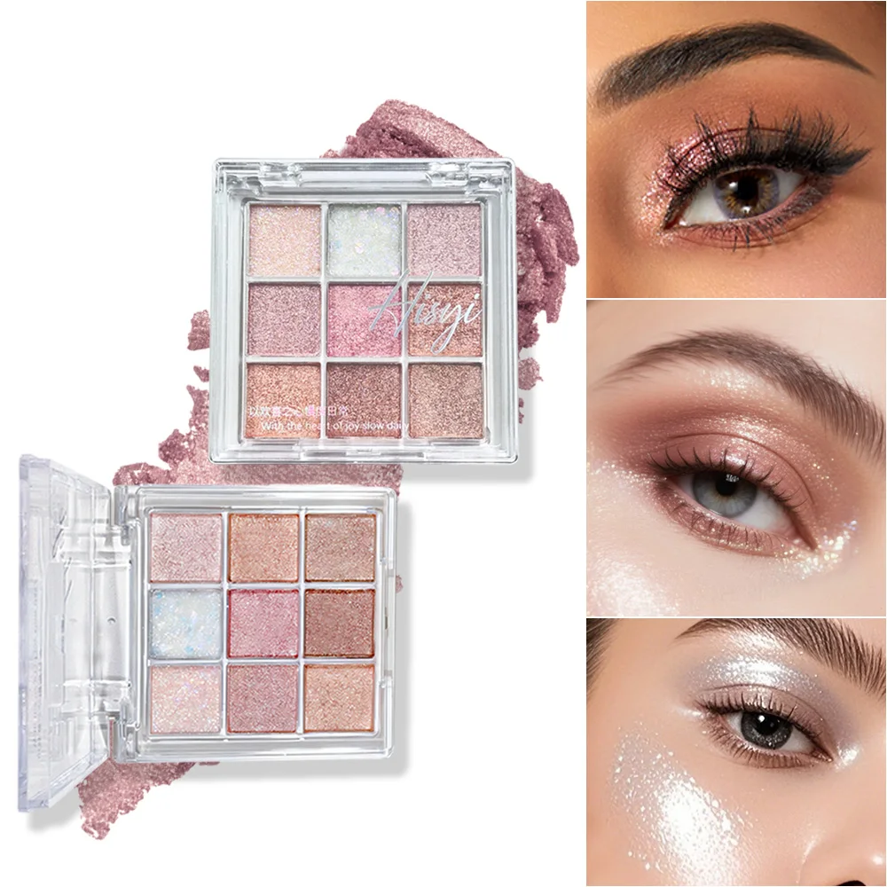 Błyszcząca i matowa paleta cieni do powiek z 9 kolorami zapewniająca długotrwały makijaż, połyskujące cienie do makijażu na co dzień i na imprezy.