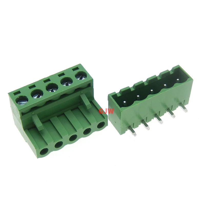 Pitch 5.08mm 2/3/4P Screw Plug-in PCB Terminal Block 2EDGK 2EDGRC Close Corner Male/Female Pluggable Connector 5/10Pcs