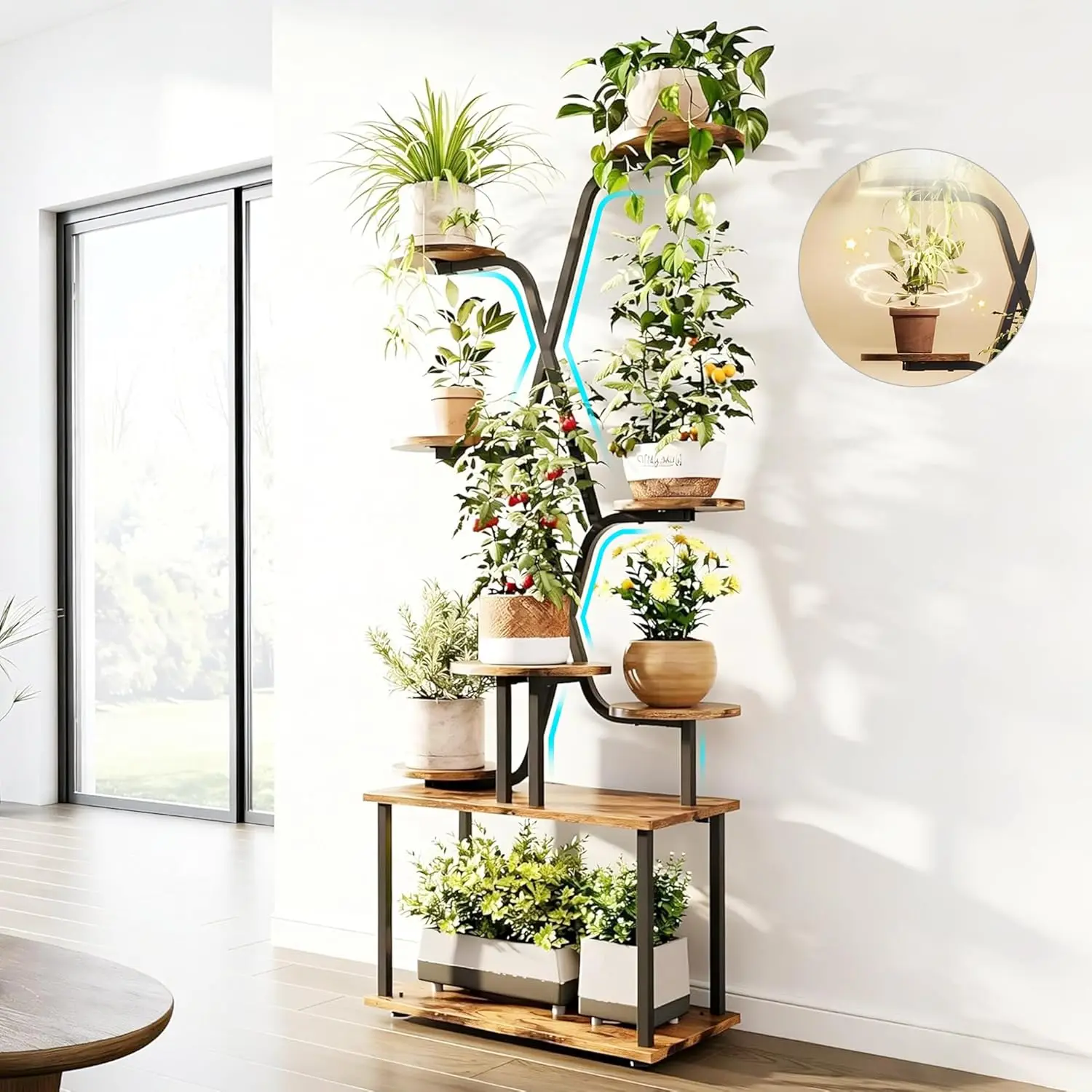 

Tall Plant Stand, 9-Tier Tiered Indoor Plant Stand Multiple Shelves, Stable Plant Stand Indoor with