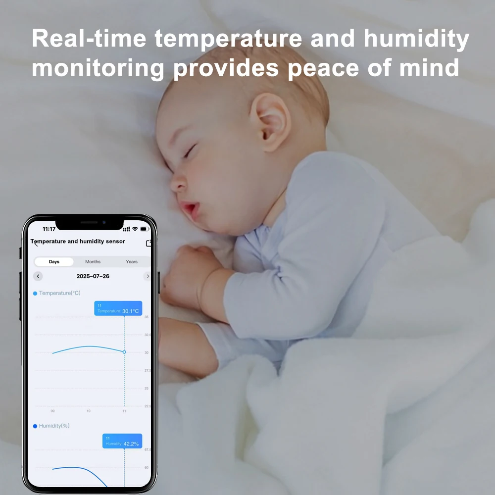 Lincukoo Smart Zigbee 3.0 Temperature And Humidity Sensor Tiny Remote Monitor for Smart Home Assistant Zigbee2MQTT Ewelink
