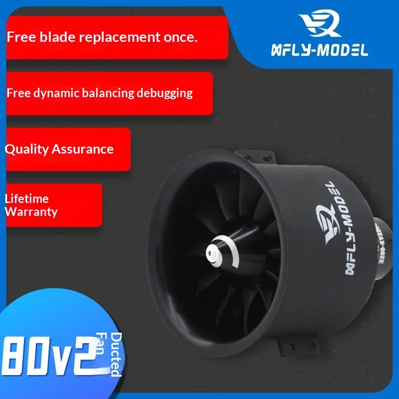 

Mfly-Model 80mm V2 12 Blades Electric Ducted Fan 3665-KV2300 6S Inrunner Brushless Motor RC Plane High Thrust Power System