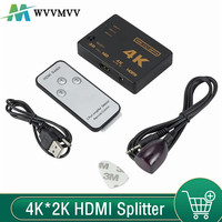 WvvMvv 4K*2K 3D Mini 3 Port HDMI-compatible Switch 1.4b 4K Switcher Splitter 1080P 3 in 1 out Port Hub for DVD HDTV Xbox PS3 PS4