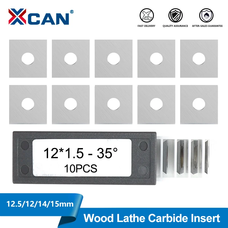 

XCAN 10 шт. квадратные твердосплавные вставки, лезвия 10,5/12/14/15 мм, сменные фрезы для деревообработки, спирально-винтовая строгальная головка