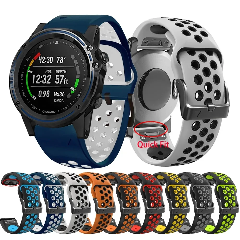 26mm 22mm Uhrenarmband für Garmin Enduro Mk2i/Mk2/Mk1 Silikon Quick Fit Bands Fenix 7 7X 6X Epix Gen 2 Sportliches atmungsaktives Armband