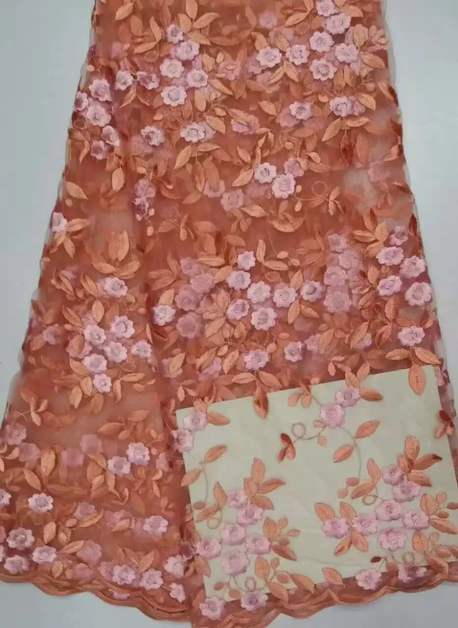 

New African French Lace Fabric High Quality French Lace 5Yards Wholesale African Laces Sequin Fabric for Wedding D8803